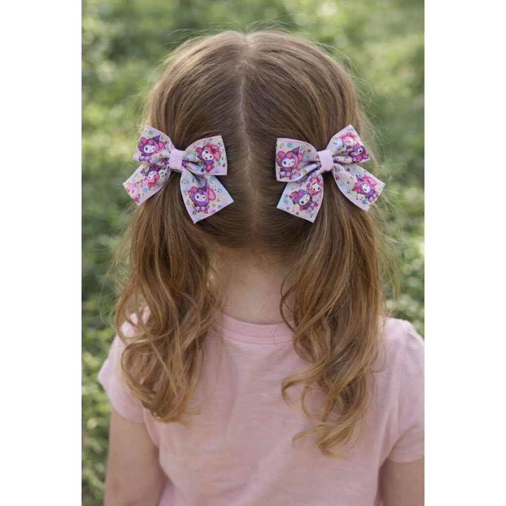 Hello Kitty Fashion Colorful Pink Hair Bow Cute Pink Hair Clip for Girls 4 PC